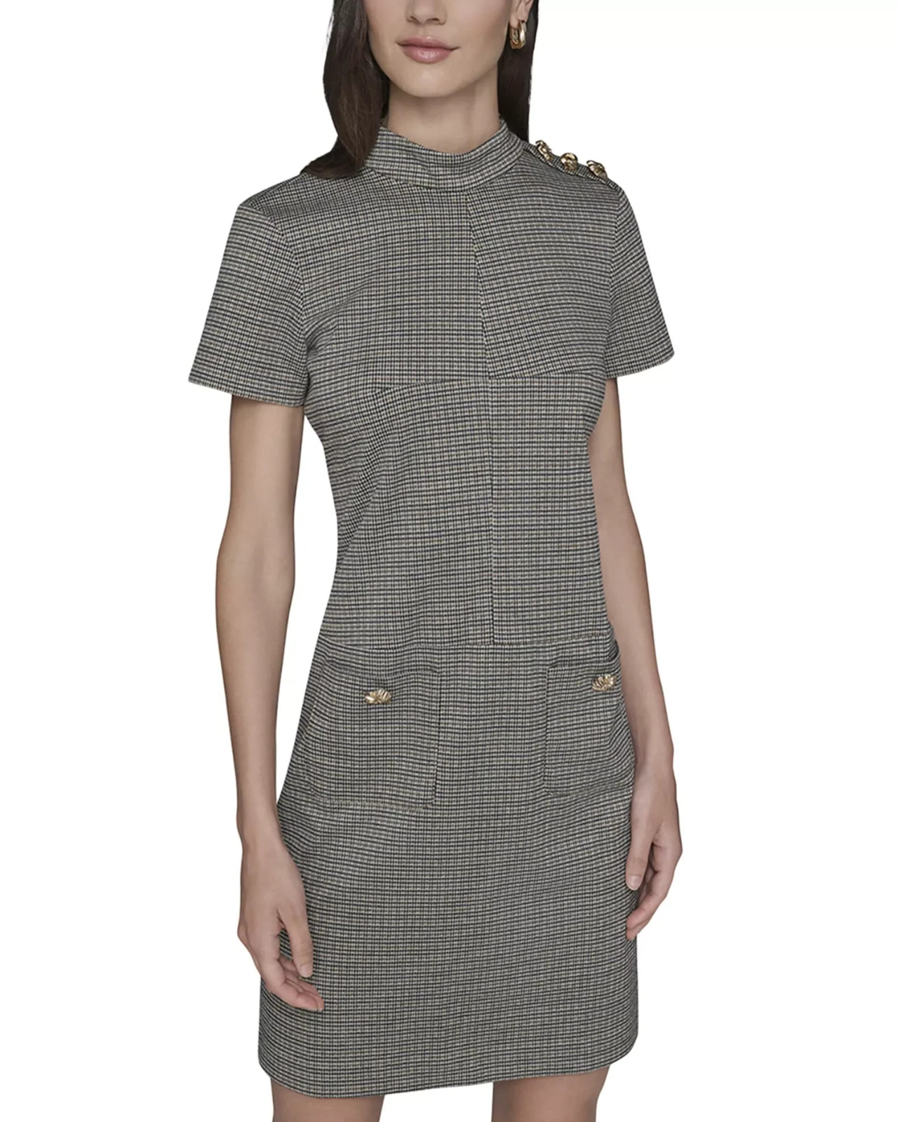 KARL LAGERFELD PARIS Mini Houndstooth Print Dress MSRP $138