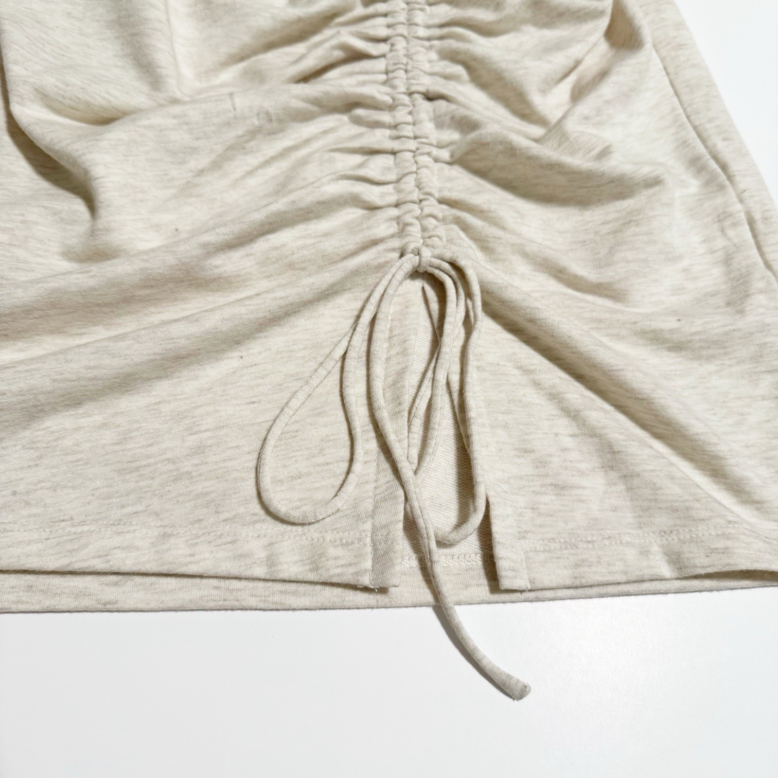 Express French Terry Knit Ruched Tee Shirt Dress Heathered Oatmeal Size XL