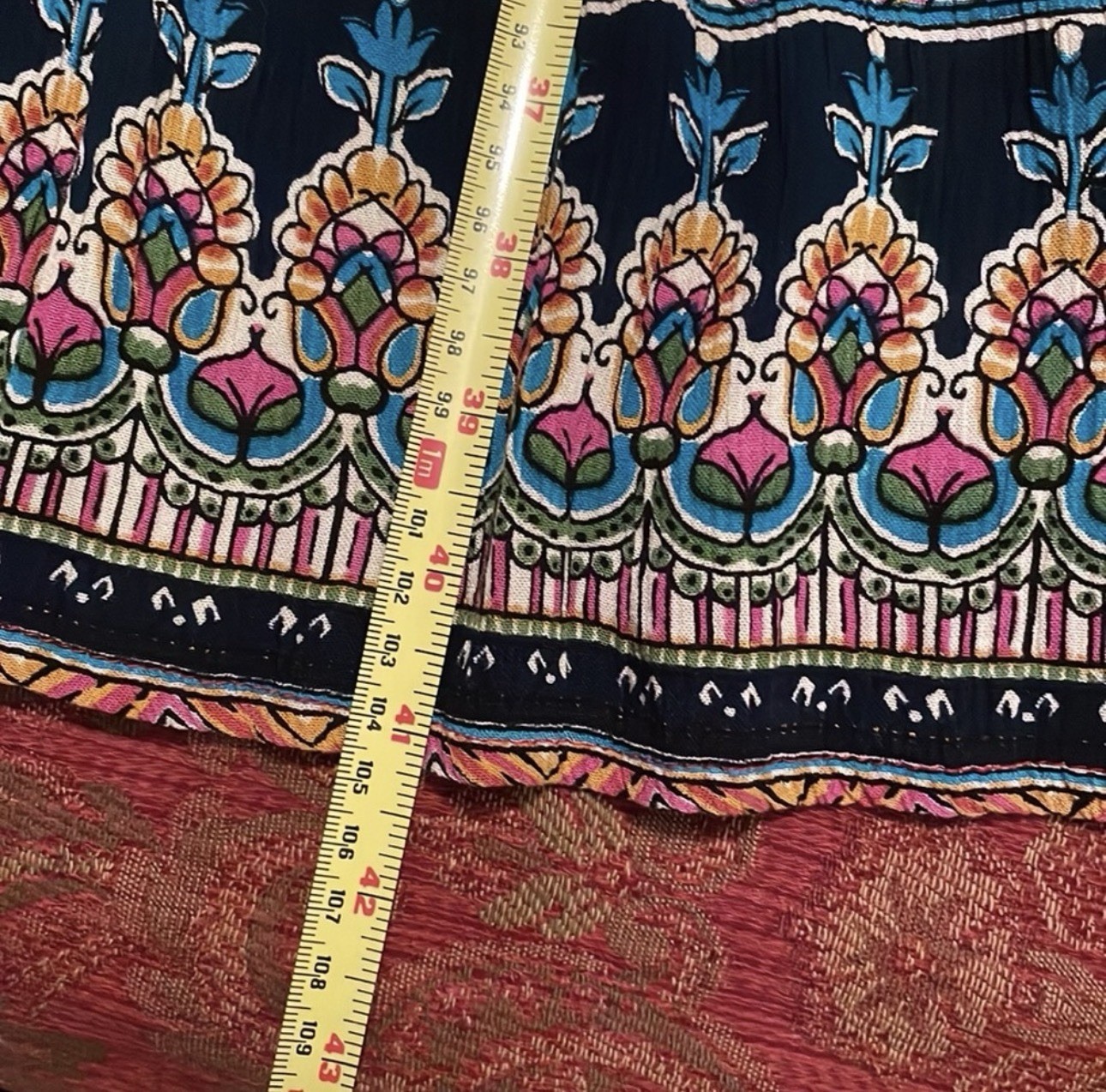 Altar’d State Off the shoulder Maxi Dress Red/Blue Floral Boho Print Sz S