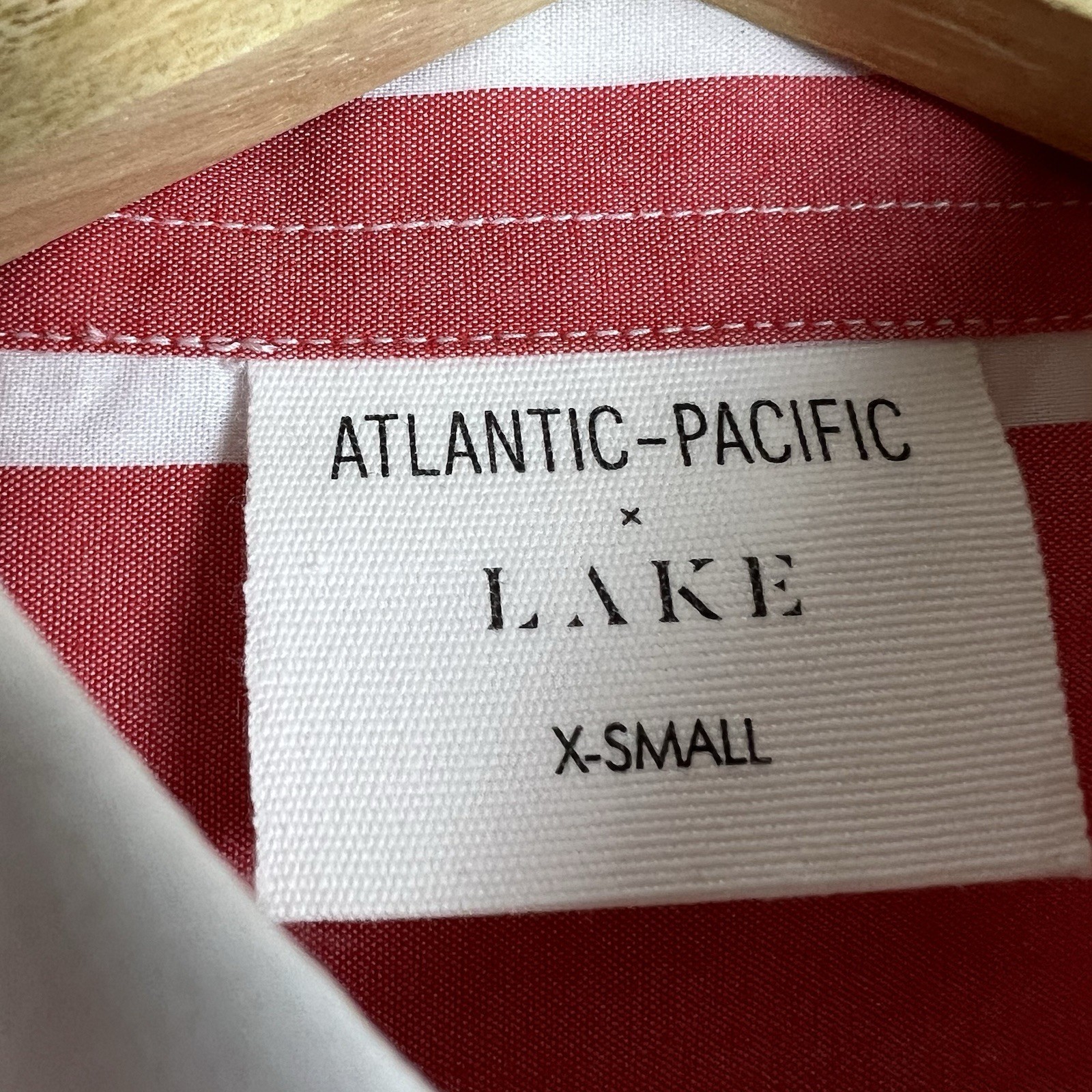 Atlantic Pacific x Lake MARNIE Caftan Shirt Dress XS Red Granita Stripe NWOT