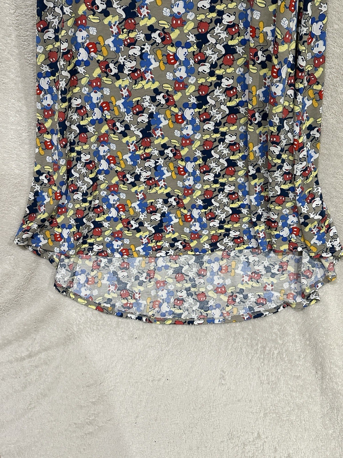 NWT Lularoe Disney Carly Dress Mickey Mouse Gray Small Hi-Low Pocket