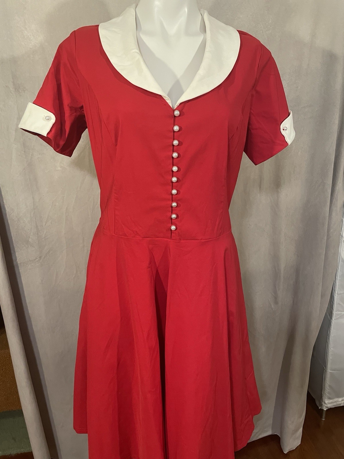 NWT GownTown Red Tea Dress Retro 40s 50s Rockabilly Xl Sailor