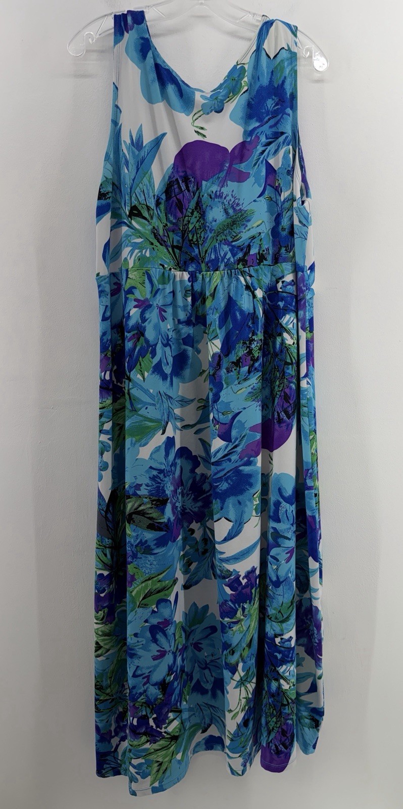 Elementz Womens Sleeveless Multicolor V-Neck Tropical Floral Sun Dress Size XL