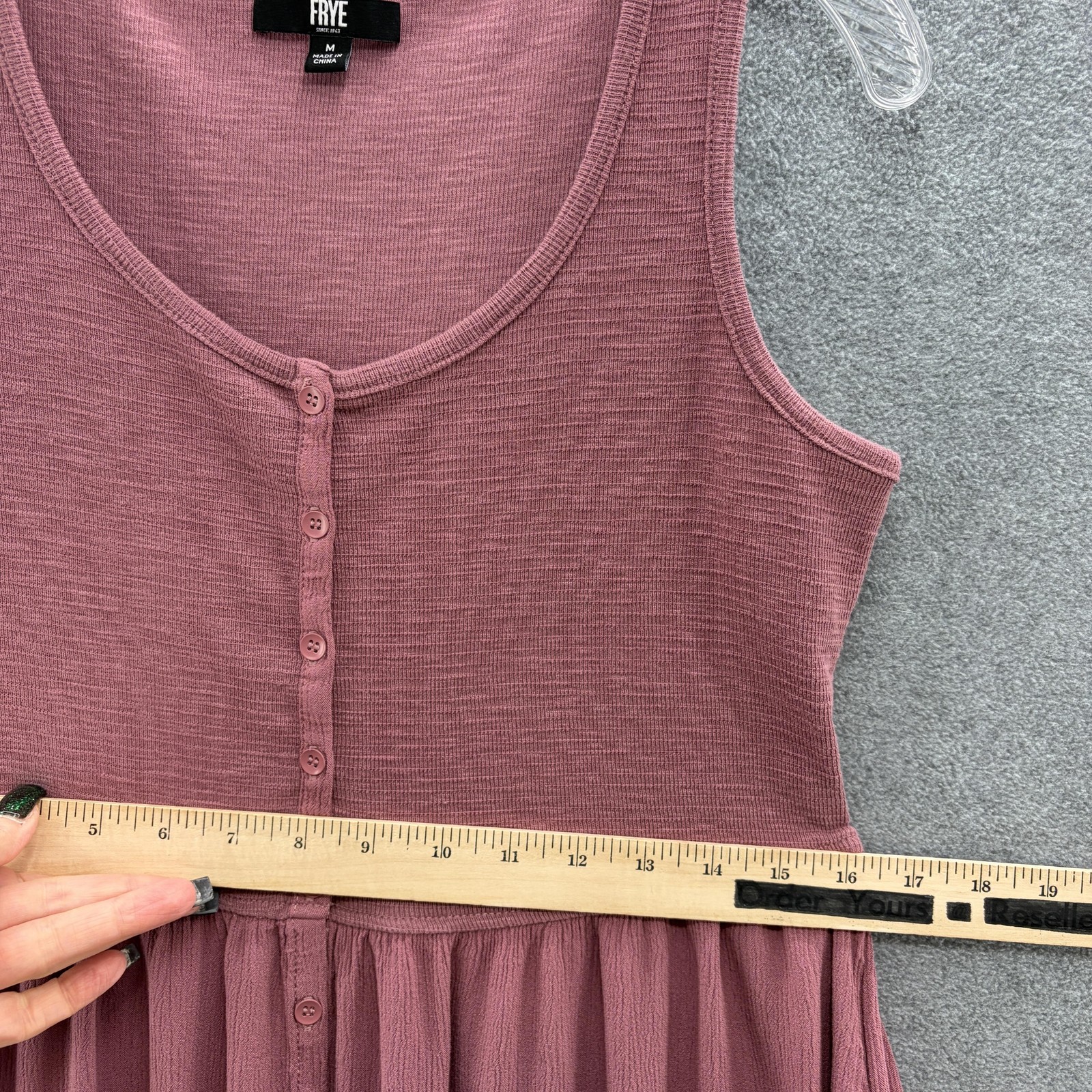 Frye Dress Medium Pink Button Tank Rayon Knit Boho Cottage Casual Relaxed Summer
