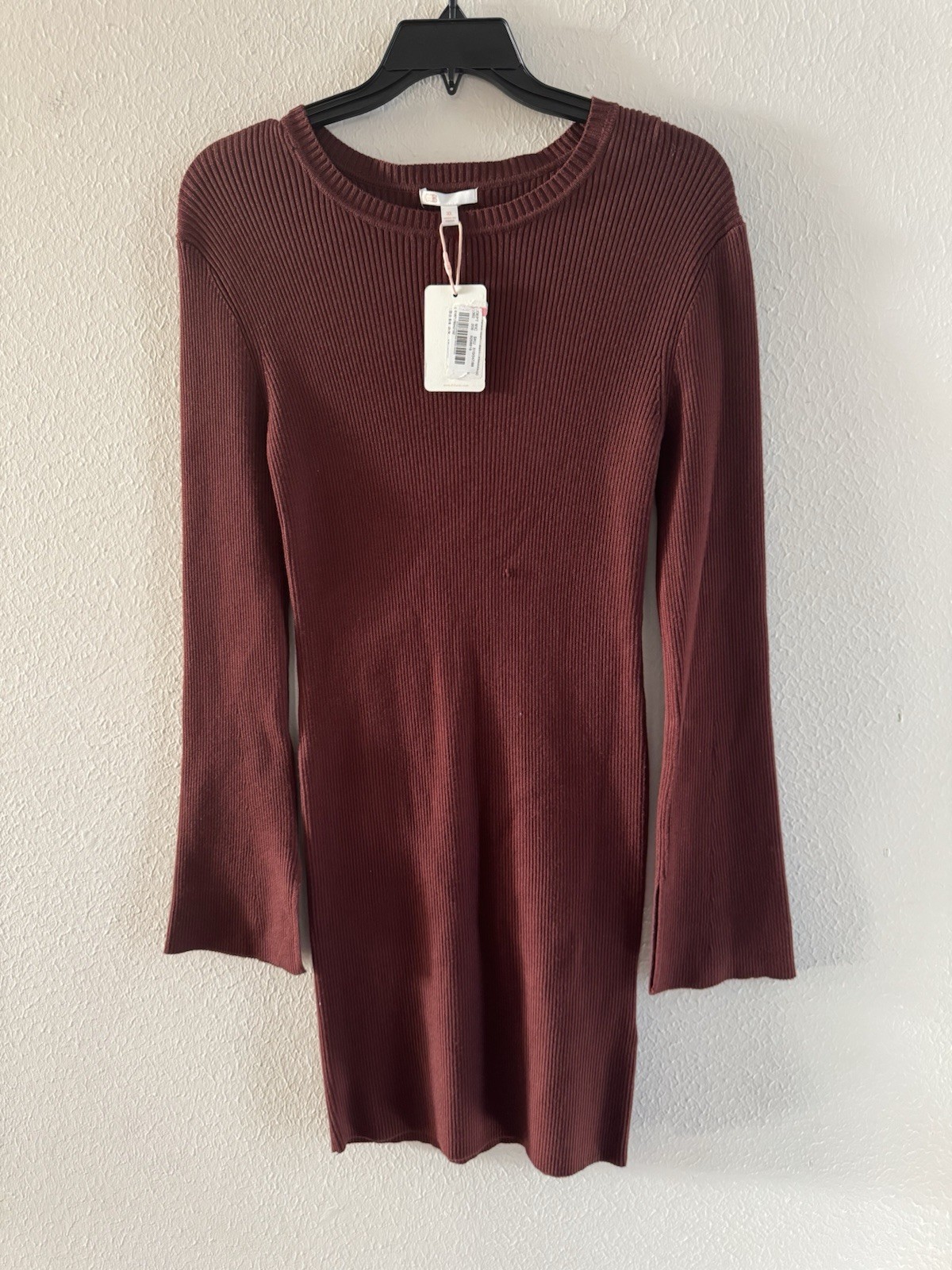 NWT Womens Elegant Gianni Bini Ribbed Sweater Dress winter spring XL maroon