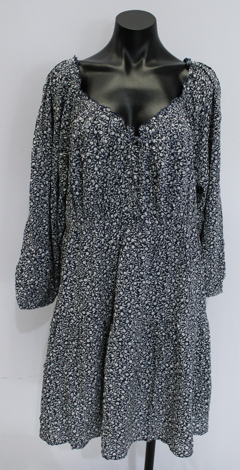 Old Navy Women’s L/S Mini Poet Swing Dress EJ3 Blue Ditsy Floral Size 2XL