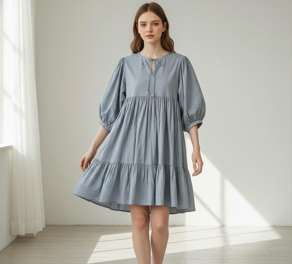 Boho Style Indian Cotton Dress Summer Comfy Mom Beach Travel Wear