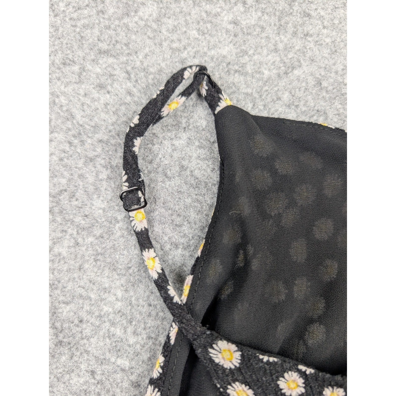 Matty M Womens Black Daisy Floral Midi Dress XS Adjustable Straps Pockets