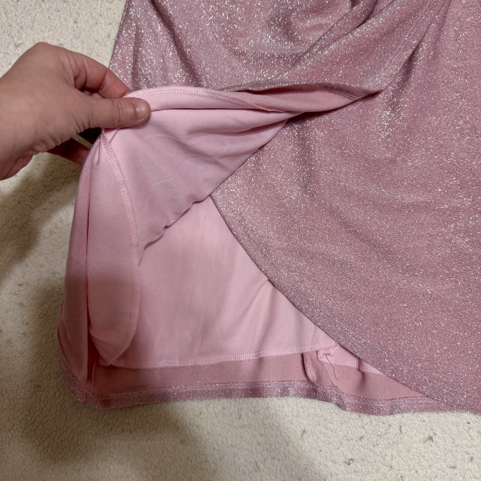 Miami For Francesca’s Light Pink Sparkle Wrap Dress Large Sleeveless Party Night