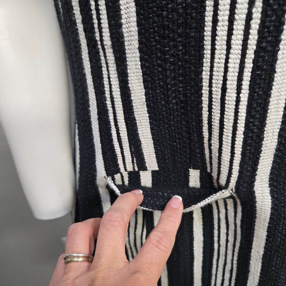 Carven Mini Dress EU 42 US 12 Black White Stripe Tweed Mod Go-go Retro 60 Luxury