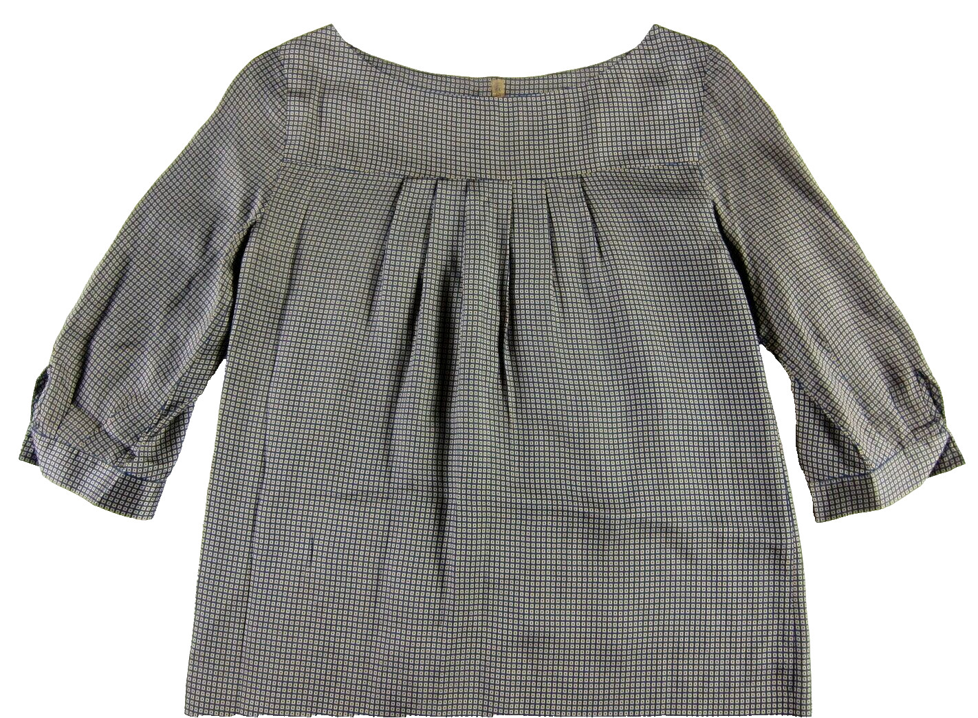 Martin + Osa Rayon Blue Brown Plaid 3/4 Sleeve Shift Tunic Shirt Dress XS