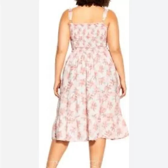 NWT CITY CHIC Trendy Plus Size Scarlett Lined Dress Pink White Floral 20W (47)