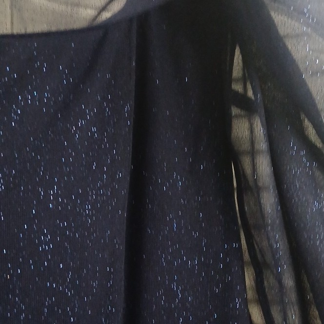 Navy Blue Sparkle Shawl Wrap Sleevless Built In Slip Cocktail Or Evening Dress