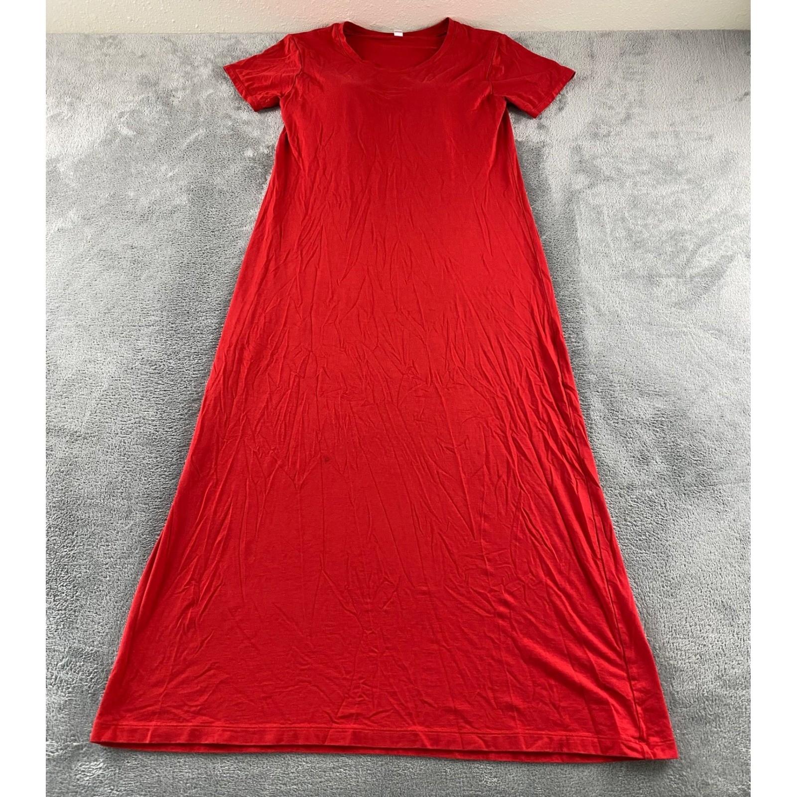 Uniqlo Womens Red Short Sleeve Bra Dress Built-in Shelf Bra Maxi Dress Size M