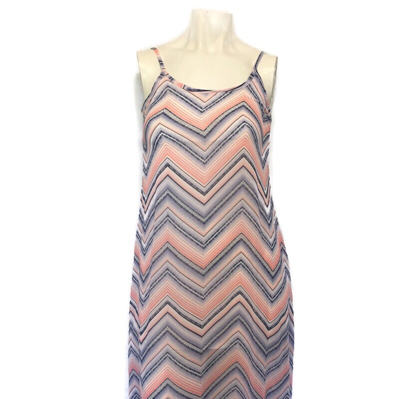 REWIND Sz XS Sheer Lined Chevron print MIDI to MAXI Dress – Pink Lavender Blue