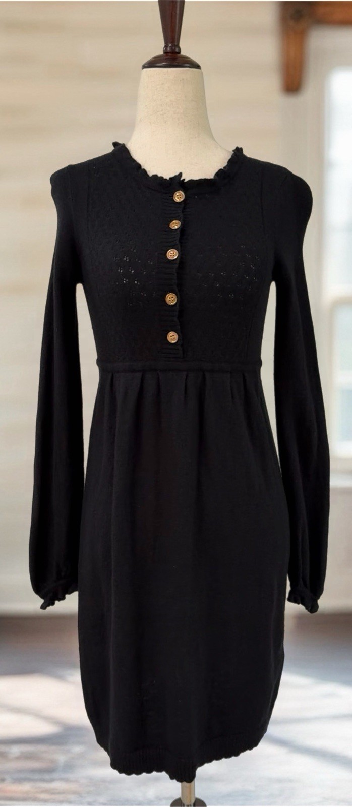 Juicy Couture Womens Black Wool Cashmere Blend Knit Long Sleeve Dress Size: P