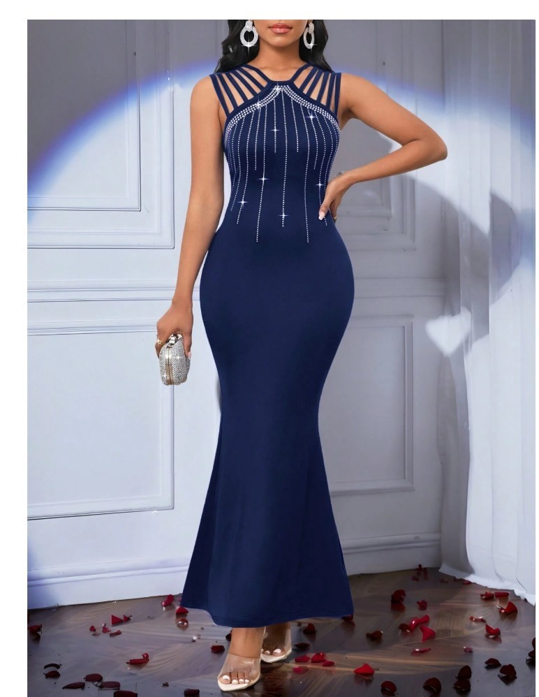 Ladies Elegant Wedding Guest Spring Summer Autumn Winter Sleeveless Hot Diamond