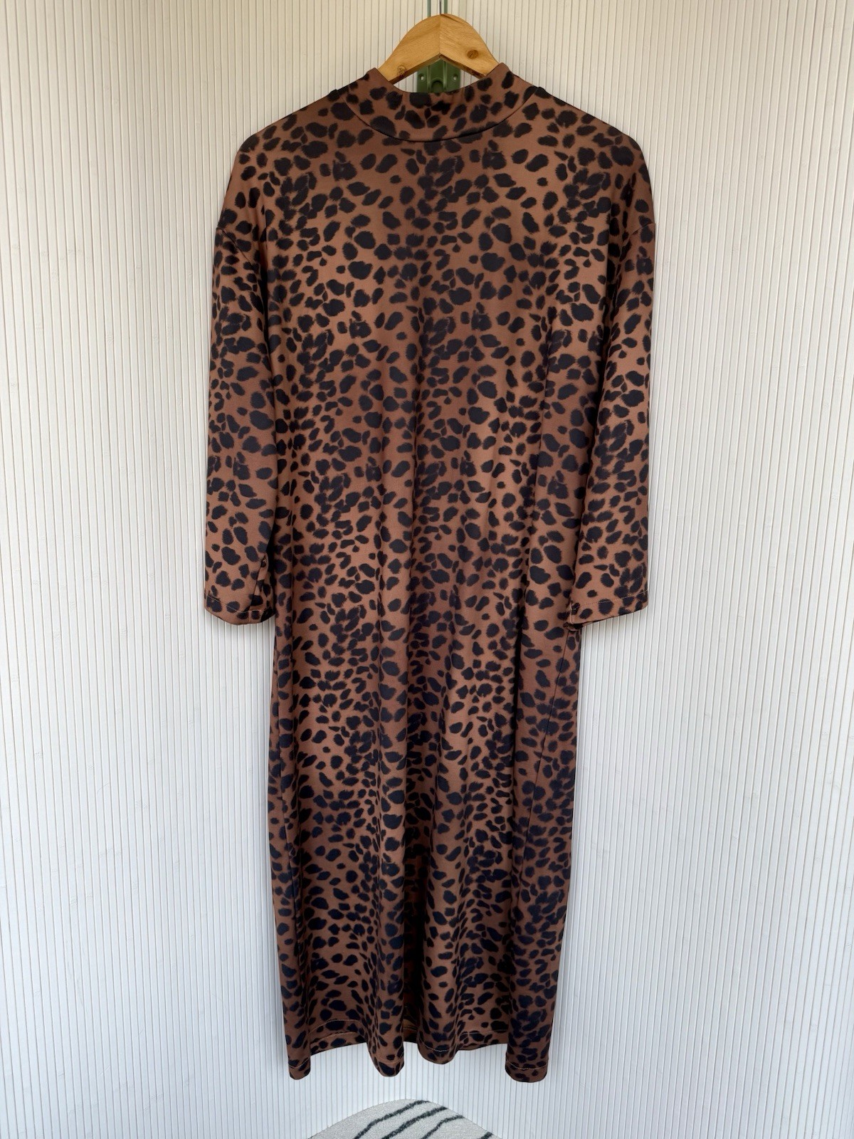 Zara Leopard Midi Dress Size Large Amber, Brown And Black – Good Condition