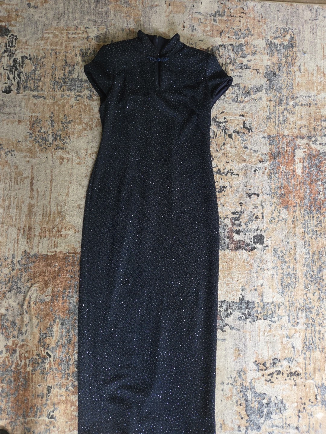 David Warren New York Womens 12 Navy Blue Sequin Dress Floor Length
