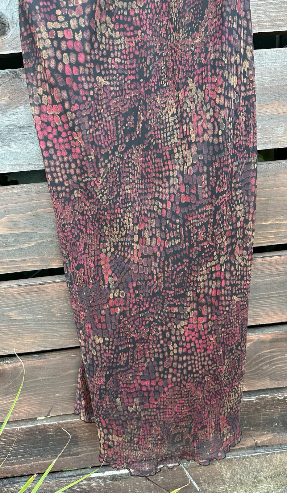 Y2K Womens Chiffon Slip Dress Size 8 Red Geo WhimsiGoth Sleeveless Midi Vtg Vamp