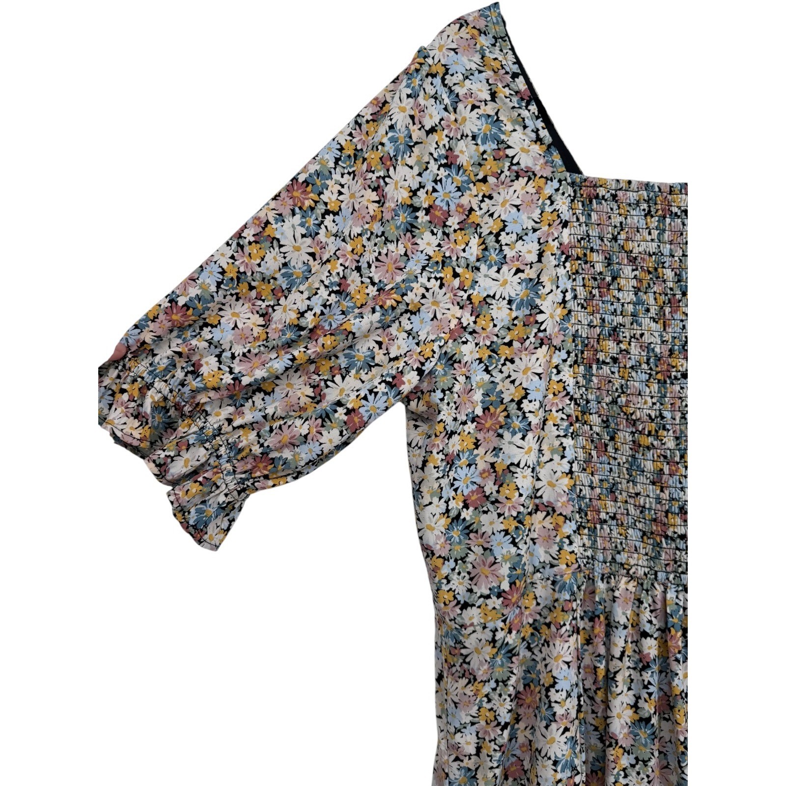 Abercrombie & Fitch Cinched Tie Front Floral Midi Dress Size XL Cottagecore Boho