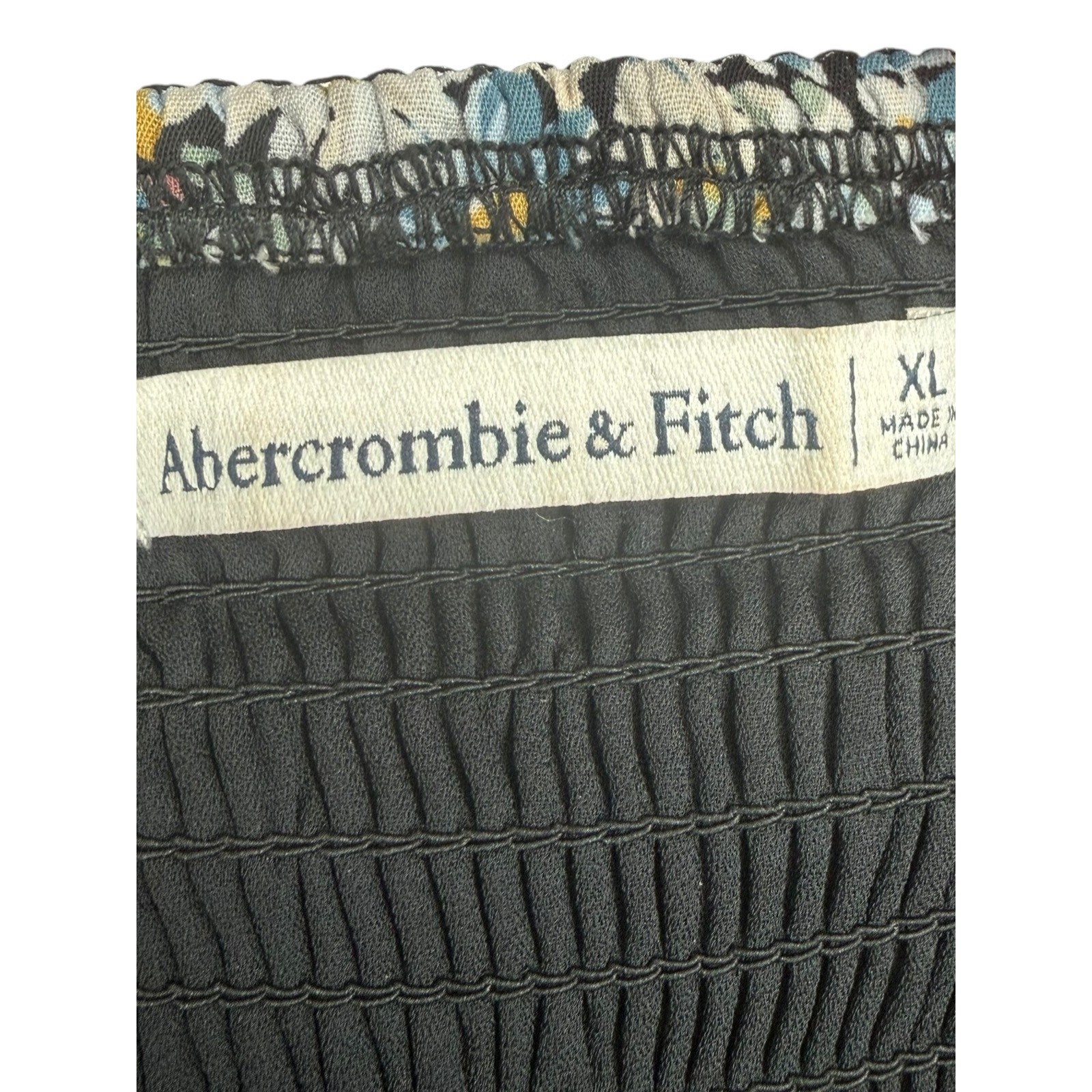 Abercrombie & Fitch Cinched Tie Front Floral Midi Dress Size XL Cottagecore Boho