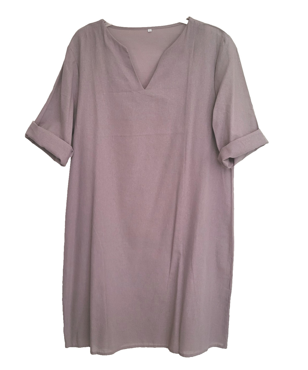 New Gray Linen-like Lightweight Gauzy Polyester Dress L/ XL Minimalist Lagenlook