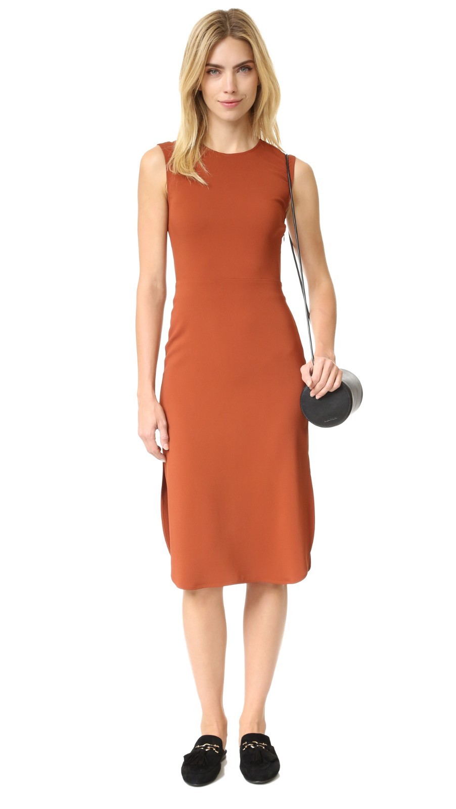 A.L.C. Jocelyn Orange Cutout Open Back Crepe Stretch Tulip Hem Midi Dress 6 = S