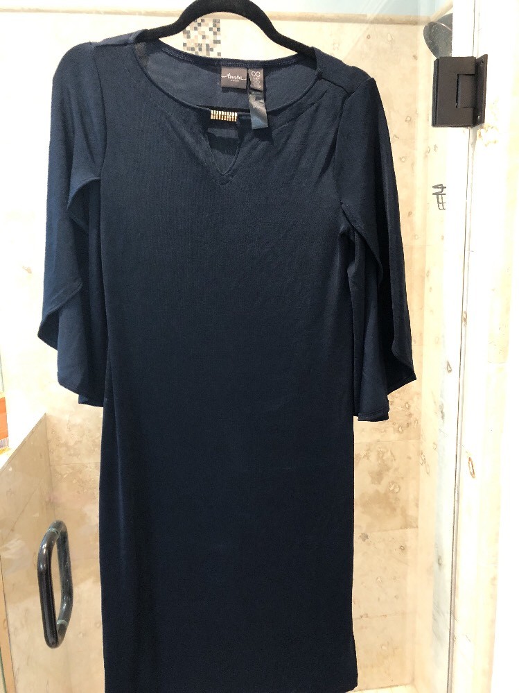 Chico’s Travelers Blue Bell Split Sleeve Shift Midi Dress Size 00