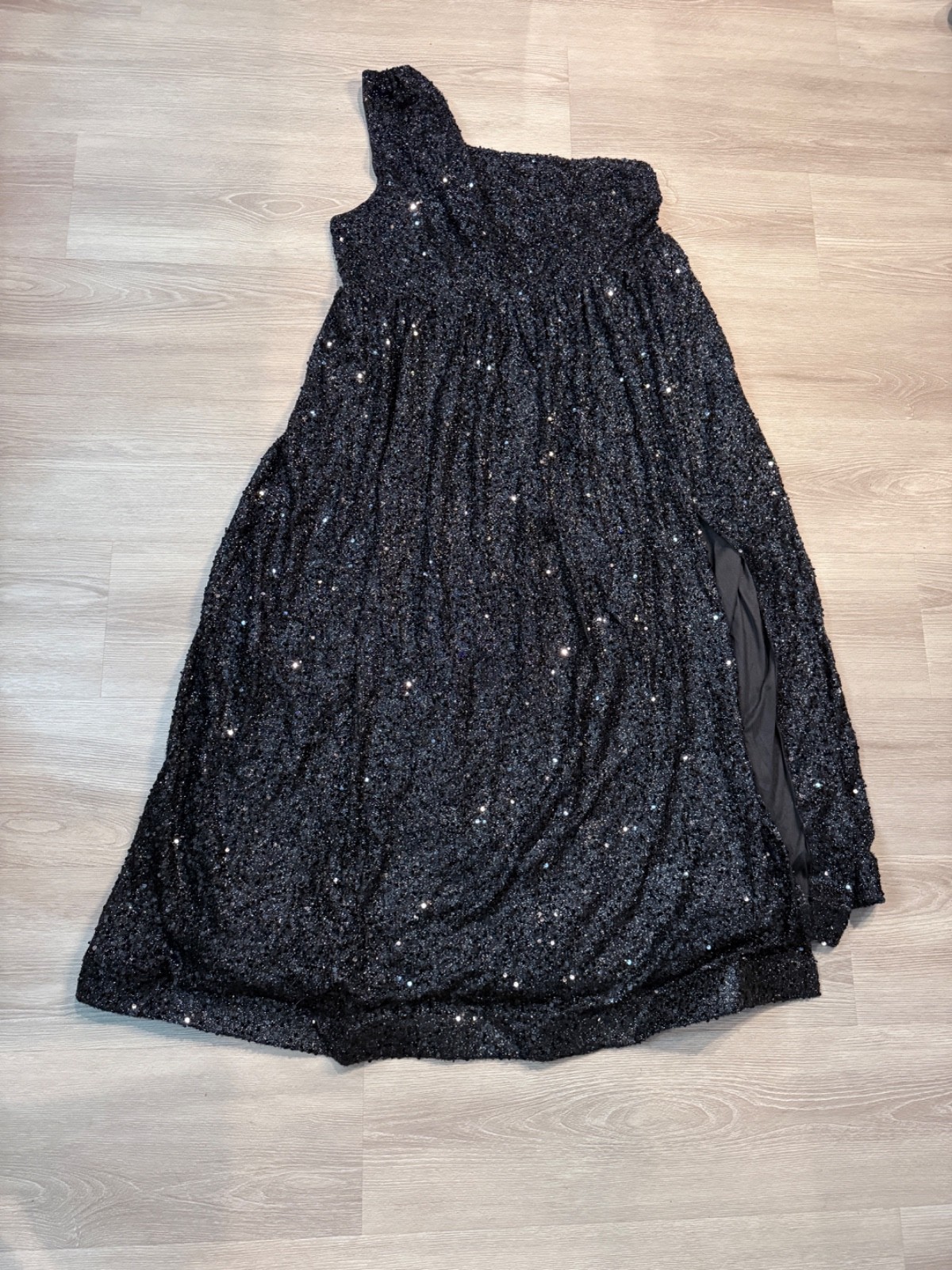 Faeriesty 5XL Black Sequin One-Shoulder Formal Holiday Dress Gown BEAUTIFUL