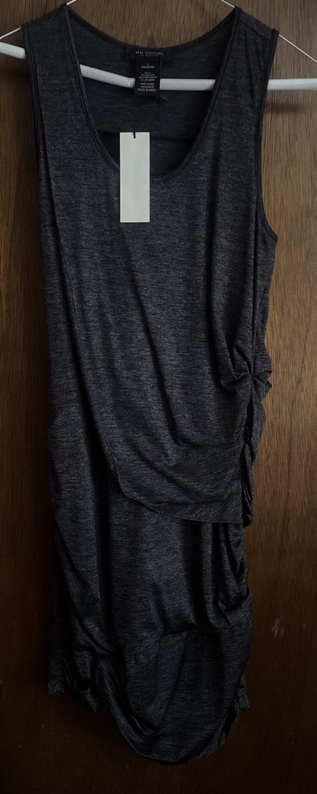 MM COUTURE by MISS ME Charcoal Gray Dress Size Large Sexy Bodycon Marled NWT