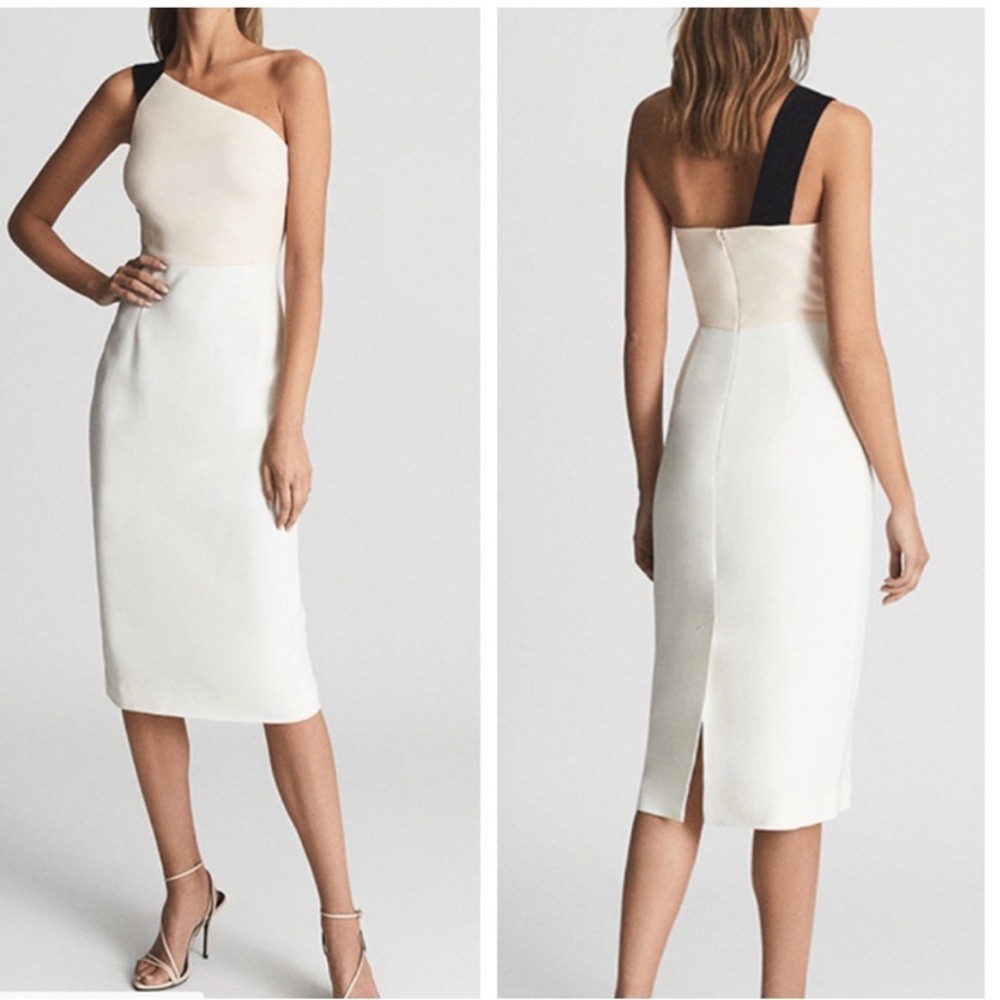 REISS NEW Riana Color Block Bodycon midi mini Dress Size 6 Woman’s