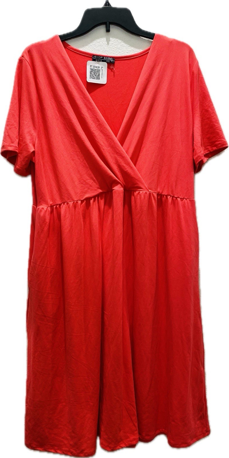 NWT Shop Basic USA Women’s Faux Wrap Dress Size 2XL Pink Stretch Pullover