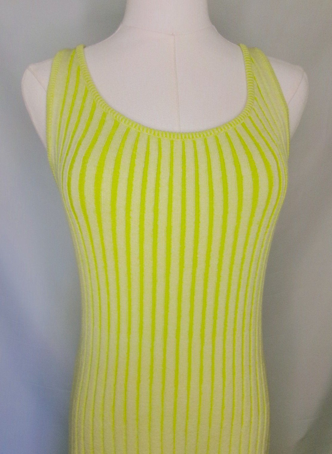 By Together One And Only Maxi Dress Small Lime Ribbed Knit Sleeveless NWT