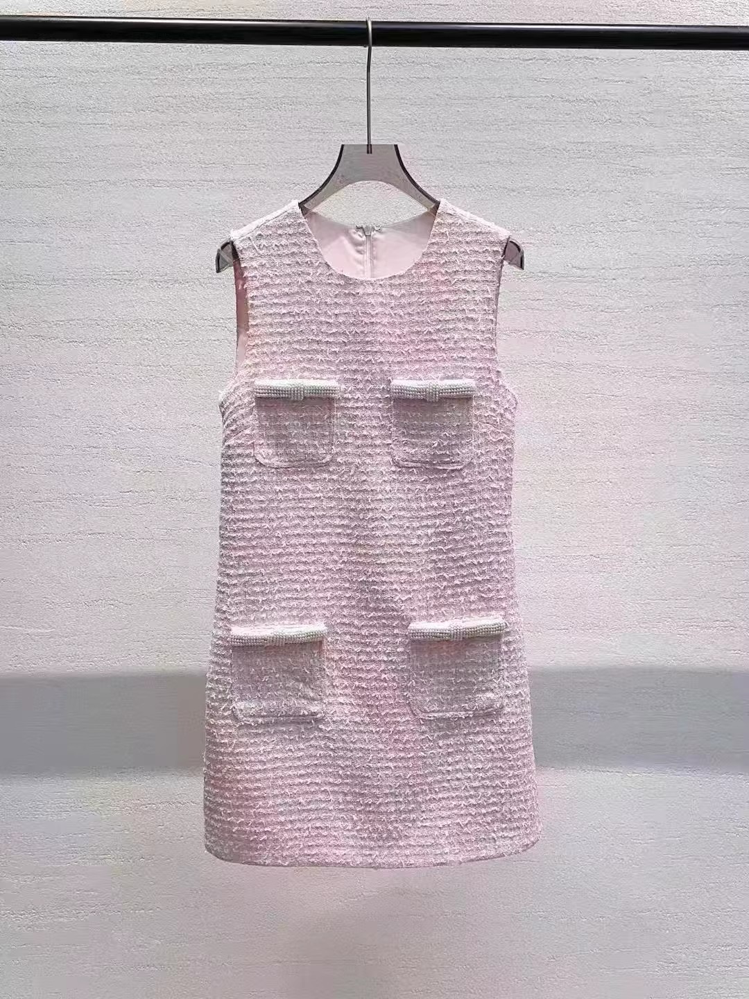 Self-portrait Women’s Beaded Pink Tweed Coats Jackets Tops Sleeveless dress