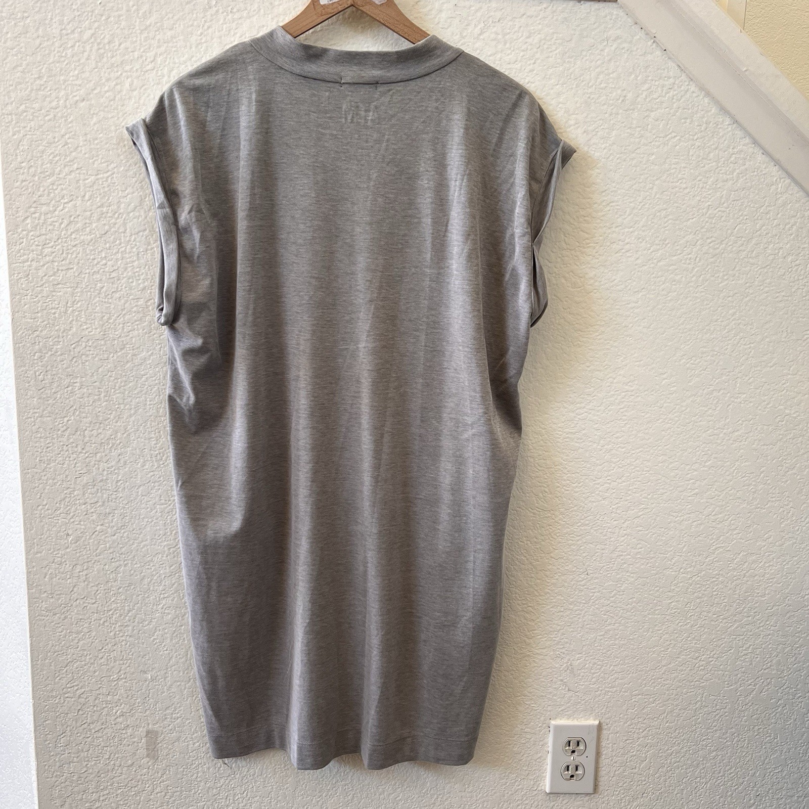 ATM Anthony Thomas Melillo Extended Shoulder V-Neck ShiftDress with Pockets L