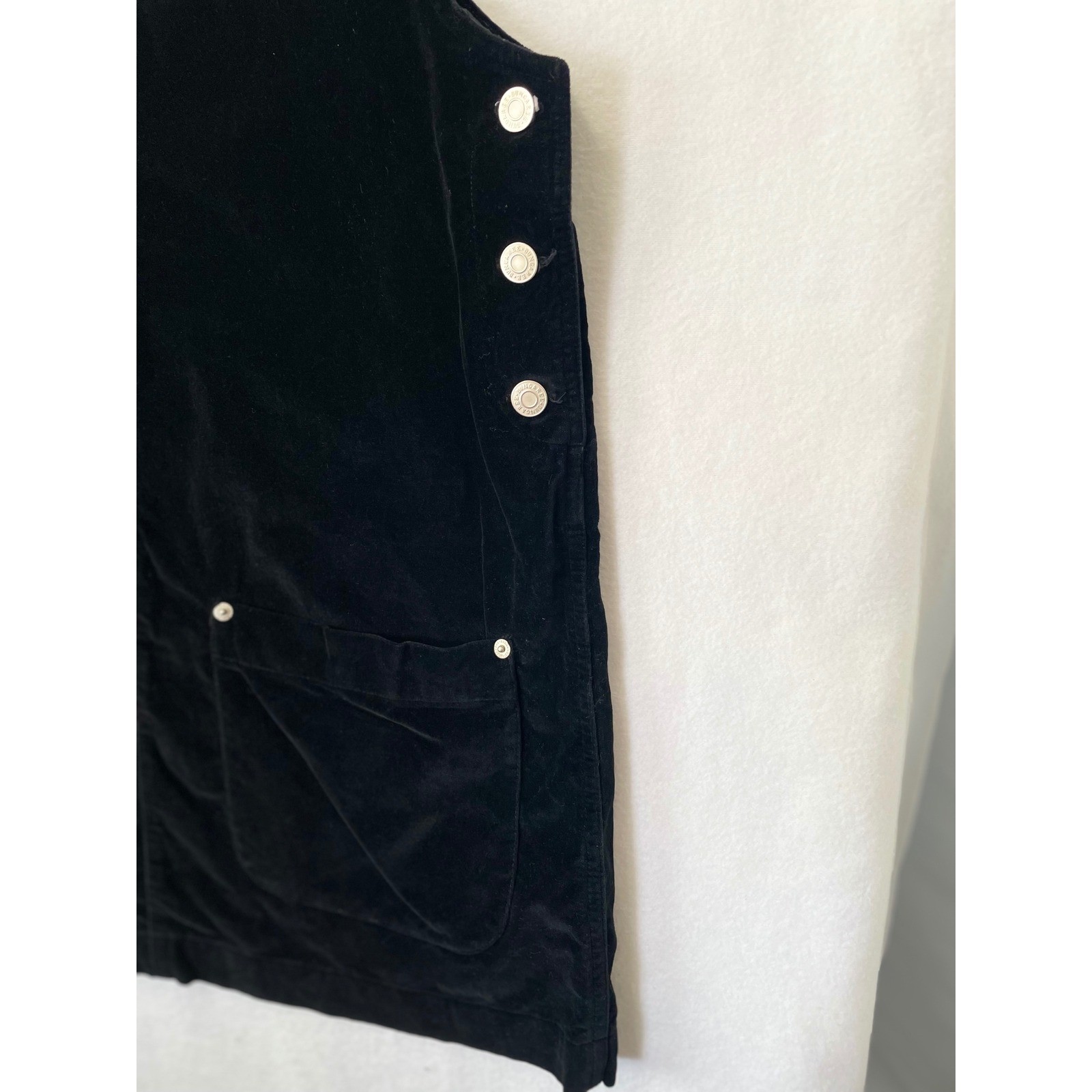 Essentials Style Pinafore Jumper Dress Womens Large Black Corduroy Side Button