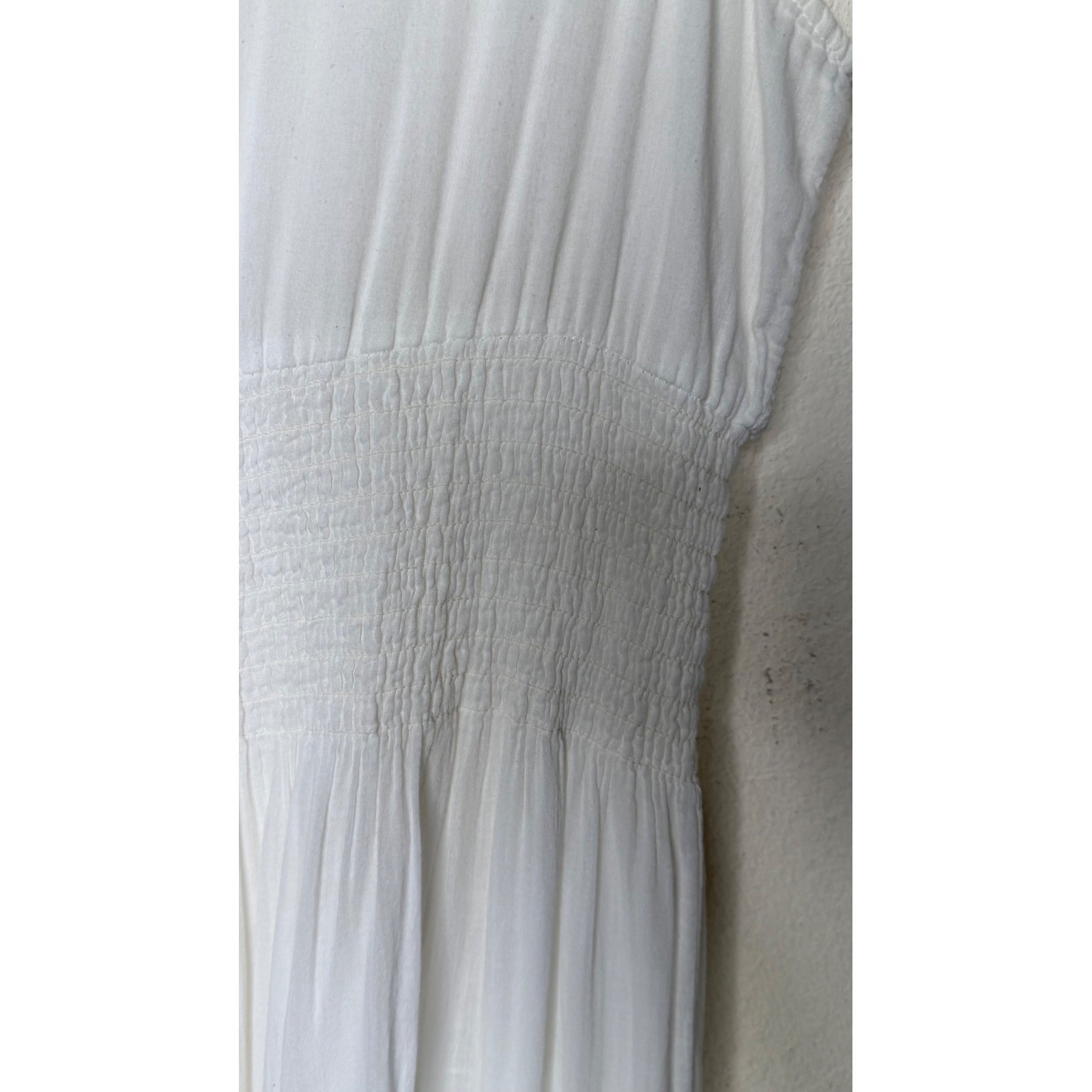 Mlle Gabrielle 2X Cotton Dress Plus Size White Lace Ruffle Cottagecore Peasant