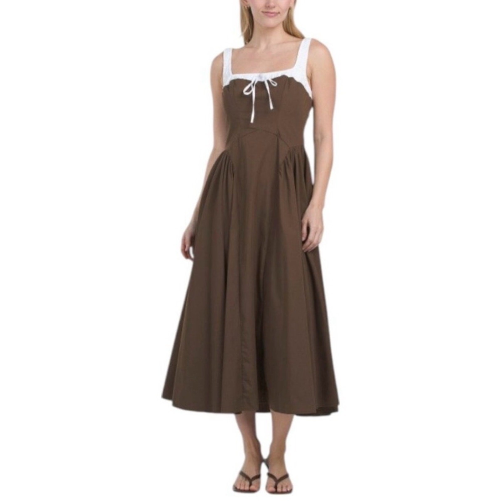 MOON RIVER by Anthropologie Two Tone Drop Waist Peakaboo Dress Size Medium