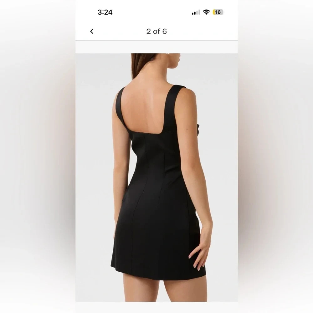 Ever New Annabella Black Square Neck Ruched Minidress Size 14 $160