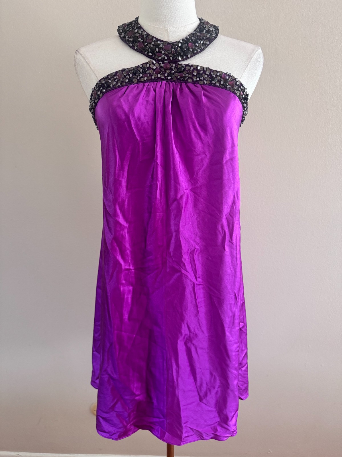 NWT Vintage Marc Bouwer 93% Silk Beaded Mini Dress – Size 4 (Fits US 2)