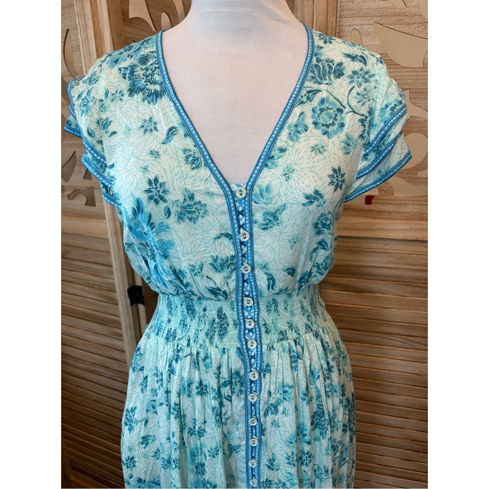Poupette St Barth Women’s Della Midi Dress Size Small Blue