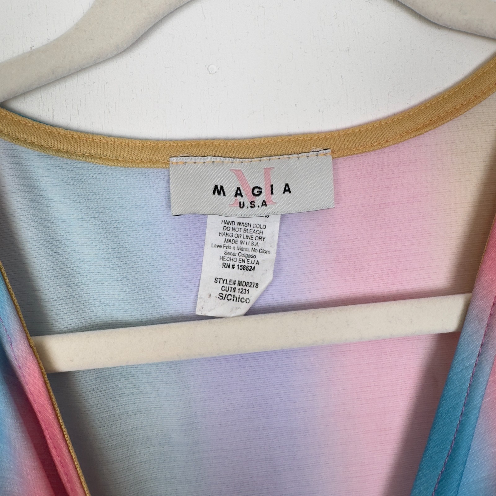 Maia Rainbow Ombre Maxi Dress S Sleeveless Deep V-Neck USA Made Polyester Blend