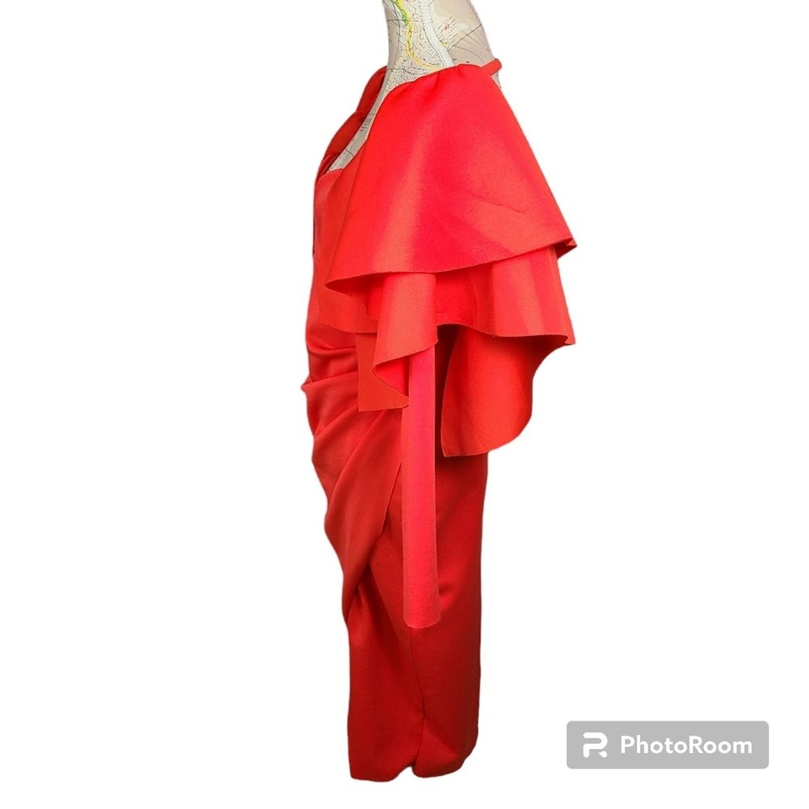 ASOS DESIGN Size 10 Red Orange Dramatic Ruffled Sleeves Open Back Midi Dress NWT
