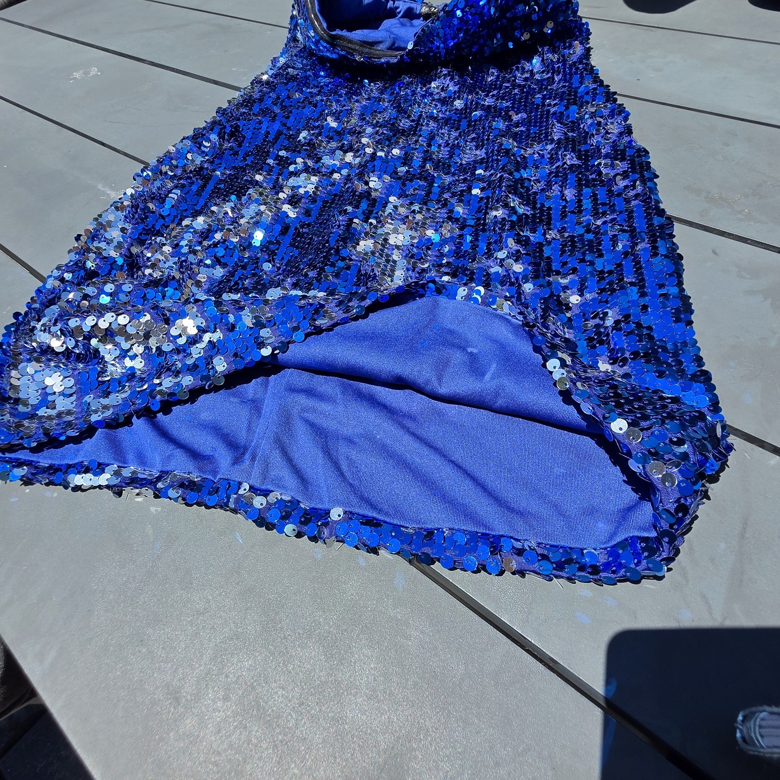 As U Wish Blue Sequin Strapless Bodycon Short Lined Zipper Party Dress S