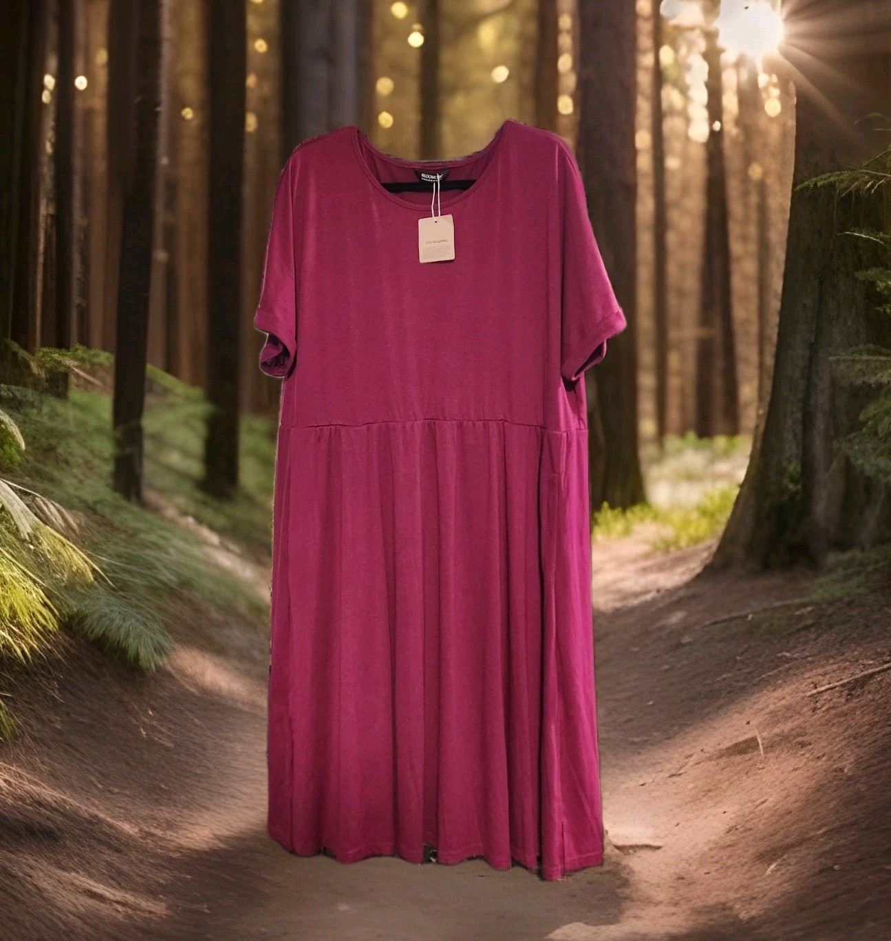 New Bloomchic Easy Fun Cranberry Dress Pockets Plus SZ 22 24 NWT Work Casual