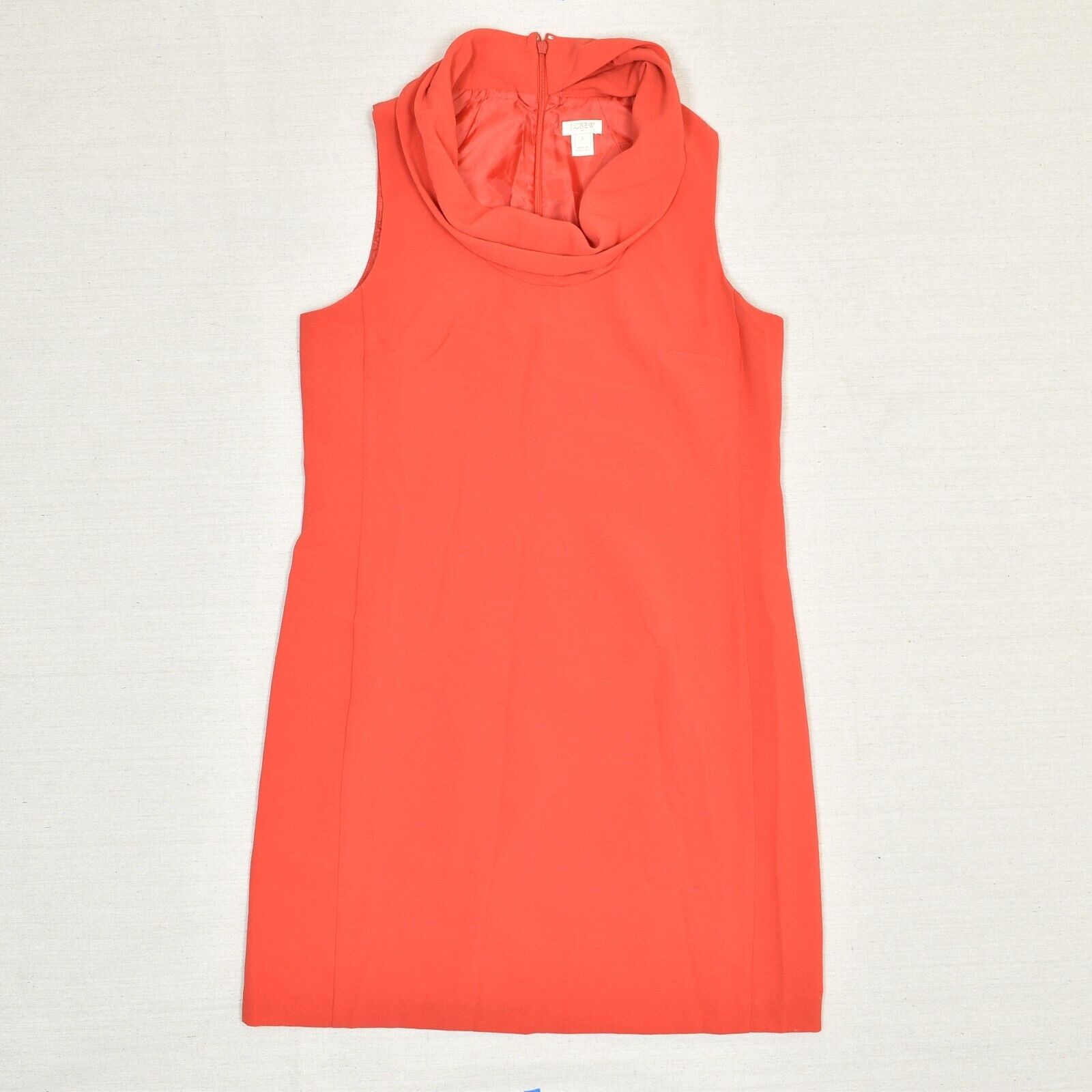 J. Crew Women Shift Dress Sleeveless Cowl Neck Zip Polyester Orange Size S
