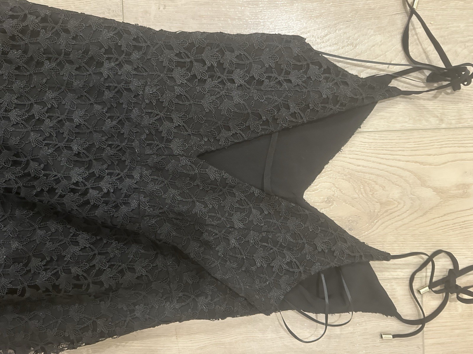 NWT Joie Josana in Caviar Black Lace Tie Strap Fit & Flare Midi Dress 4 $428