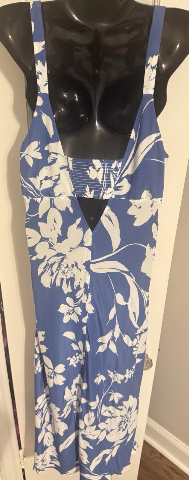Madewell Periwinkle Blue White Calla Lily Floral Side Slit Maxi Dress 14