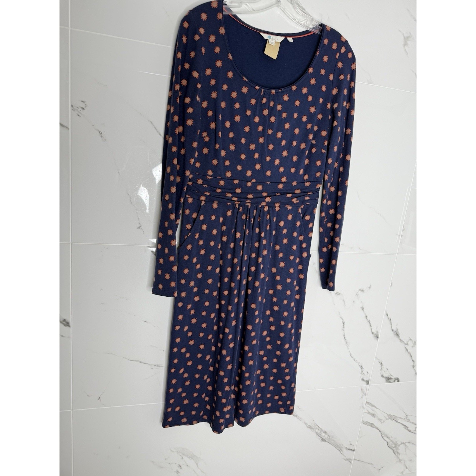 Boden Midi Dress Sz 6L Chatsworth Blue Burst Stars Mabel celestial